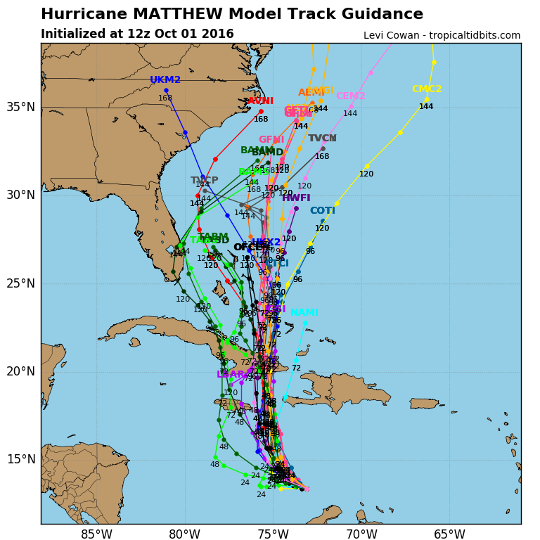 Mikes Weather Spagetti model of Mathew 10-1-2016